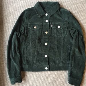 Levis emerald/forest green corduroy trucker jacket
